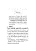 Functional Encryption: Definitions and Challenges