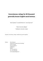 Concreteness ratings for 40 thousand generally known English word lemmas