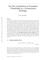 On the Limitations of Compute Thresholds as a Governance Strategy.