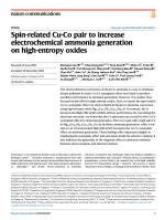 Spin-related Cu-Co pair to increase electrochemical ammonia generation on high-entropy oxides