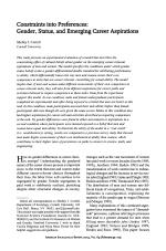 Constraints into Preferences: Gender, Status, and Emerging Career Aspirations