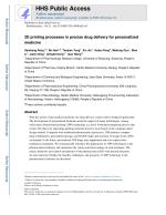 3D printing processes in precise drug delivery for personalized medicine