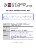 Word-of-Mouth Communication and Social Learning