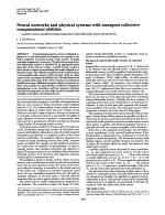 Neural networks and physical systems with emergent collective computational abilities (associative memory/parallel processing/categorization/content-addressable memory/fail-soft devices)