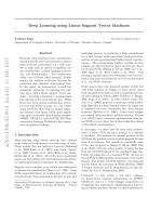 Deep Learning using Linear Support Vector Machines