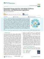 Piezoelectric Energy Harvester Technologies: Synthesis, Mechanisms, and Multifunctional Applications