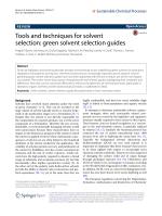 Tools and techniques for solvent selection: green solvent selection guides