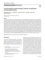 A critical moment in machine learning in medicine: on reproducible and interpretable learning