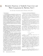 Recursive Functions of Symbolic Expressions and Their Computation by Machine, Part I