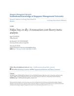 Make, buy, or ally: A transaction cost theory meta-analysis