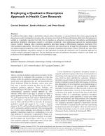 Employing a Qualitative Description Approach in Health Care Research