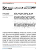 Highly defective ultra-small tetravalent MOF nanocrystals