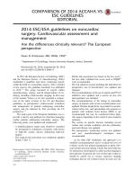 COMPARISON OF 2014 ACCAHA VS. ESC GUIDELINES EDITORIAL 2014 ESC/ESA guidelines on noncardiac surgery: Cardiovascular assessment and management Are the differences clinically relevant? The European perspective