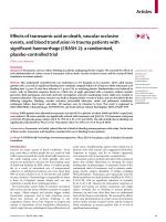 Effects of tranexamic acid on death, vascular occlusive events, and blood transfusion in trauma patients with significant haemorrhage (CRASH-2): a randomised, placebo-controlled trial