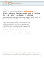 Highly selective plasma-activated copper catalysts for carbon dioxide reduction to ethylene