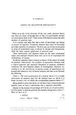 LOGIC OF QUANTUM MECHANICS