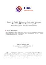 Legacy in Family Business: A Systematic Literature Review and Future Research Agenda