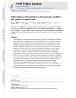 Inflammation and its resolution in atherosclerosis: mediators and therapeutic opportunities