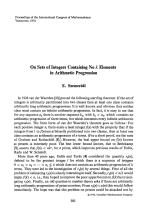 On Sets of Integers Containing No k Elements in Arithmetic Progression