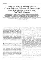 Long-term Psychological and Occupational Effects of Providing Hospital Healthcare during SARS Outbreak