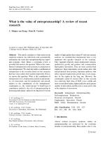 What is the value of entrepreneurship? A review of recent research