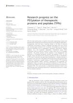 Research progress on the PEGylation of therapeutic proteins and peptides (TPPs)