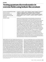 Testing quantum electrodynamics in extreme fields using helium-like uranium