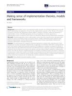 Making sense of implementation theories, models and frameworks