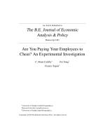 Are You Paying Your Employees to Cheat? An Experimental Investigation