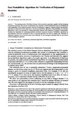 Fast Probabilistic Algorithms for Verification of Polynomial Identities