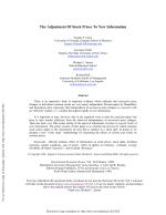The Adjustment Of Stock Prices To New Information
