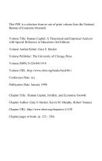 Human Capital: A Theoretical and Empirical Analysis with Special Reference to Education (3rd Edition)