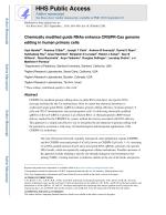 Chemically modified guide RNAs enhance CRISPR-Cas genome editing in human primary cells