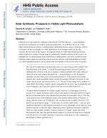 Solar Synthesis: Prospects in Visible Light Photocatalysis