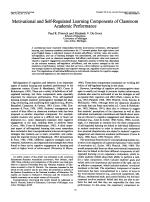 Motivational and Self-Regulated Learning Components of Classroom Academic Performance