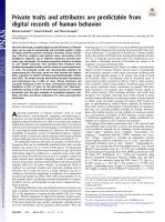 Private traits and attributes are predictable from digital records of human behavior