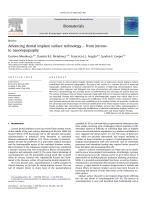 Advancing dental implant surface technology – From micron- to nanotopography
