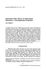 Expectancy-Value Theory of Achievement Motivation: A Developmental Perspective