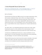 A vision of Responsible Research and Innovation
