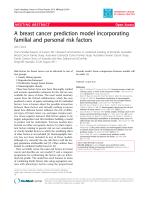 A breast cancer prediction model incorporating familial and personal risk factors