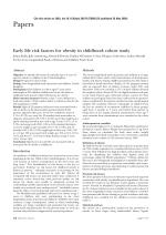 Early life risk factors for obesity in childhood: cohort study