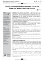 Training and development impact on job satisfaction, loyalty and retention among academics