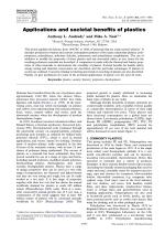 Applications and societal benefits of plastics