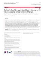 Critical role of the gut microbiota in immune responses and cancer immunotherapy