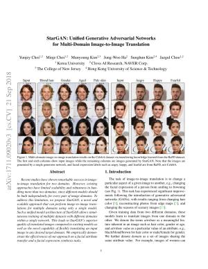 StarGAN: Unified Generative Adversarial Networks for Multi-Domain Image-to-Image Translation