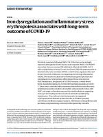 Iron dysregulation and inflammatory stress erythropoiesis associates with long-term outcome of COVID-19