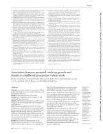 Association between postnatal catch-up growth and obesity in childhood: prospective cohort study