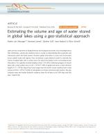 Estimating the volume and age of water stored in global lakes using a geo-statistical approach