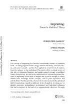 Imprinting: Toward a Multilevel Theory