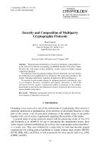 Security and Composition of Multiparty Cryptographic Protocols